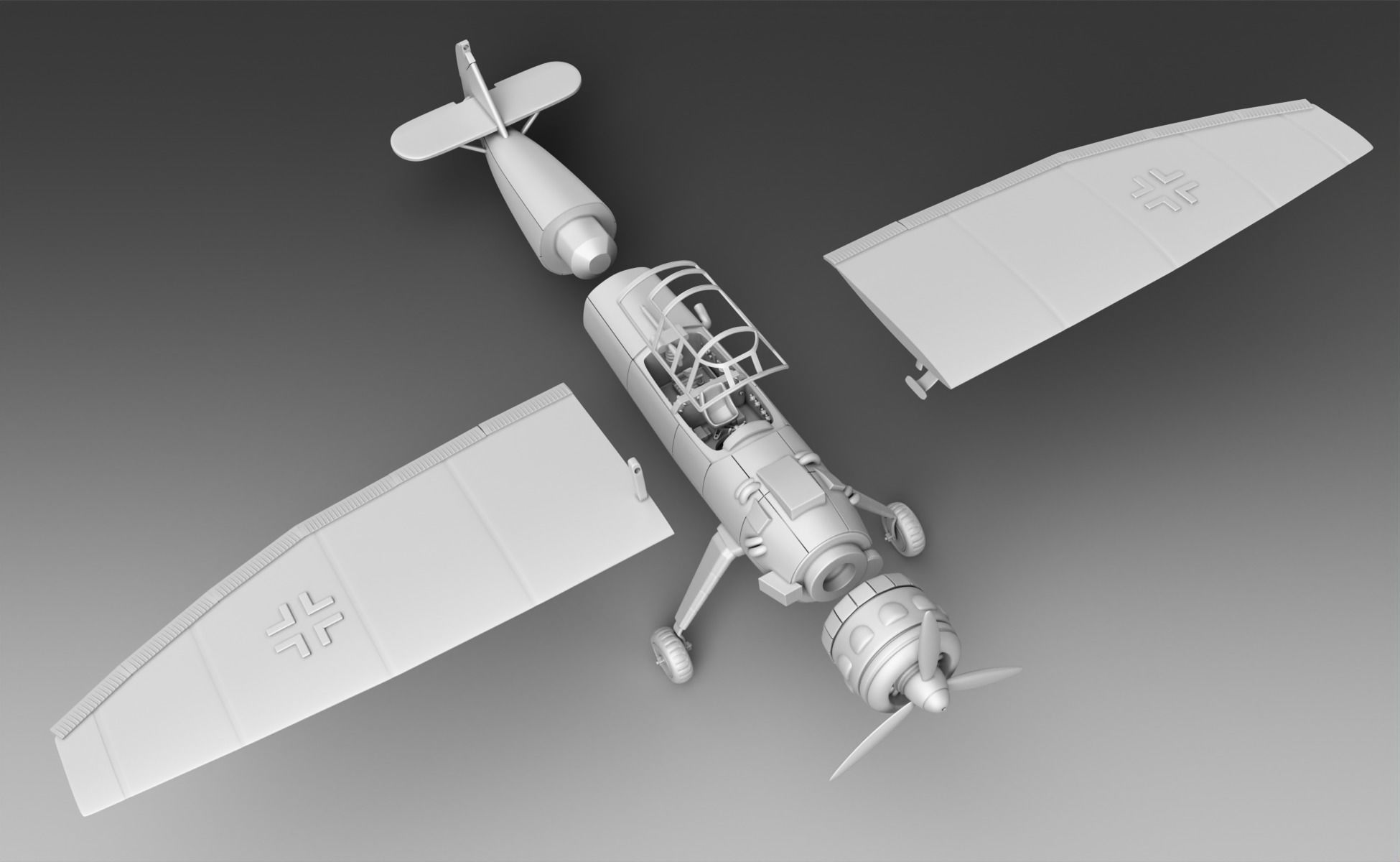 German plane Hainkel-125 3D print model_2