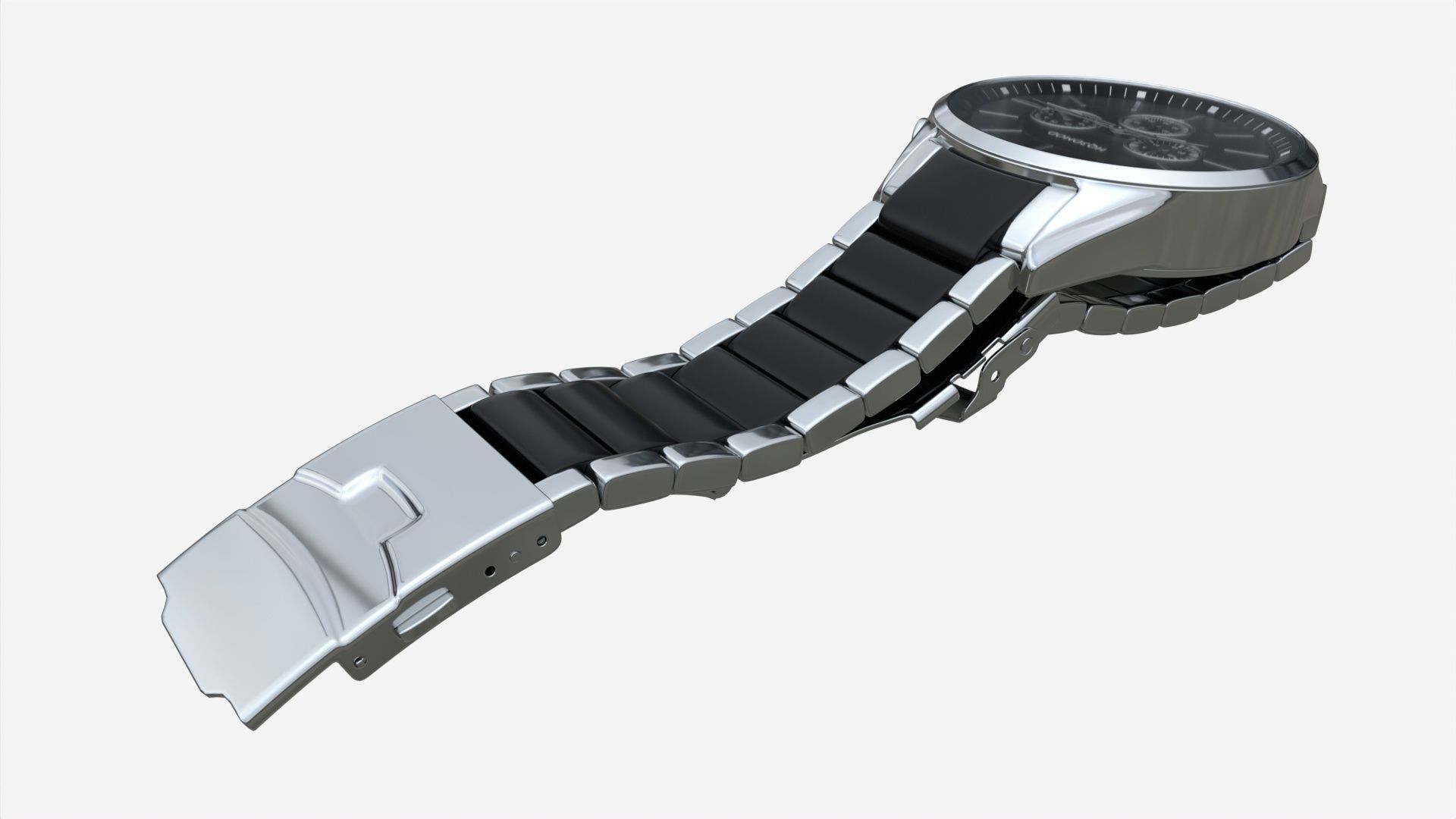 Wristwatch with Steel Bracelet 02 3D model_1