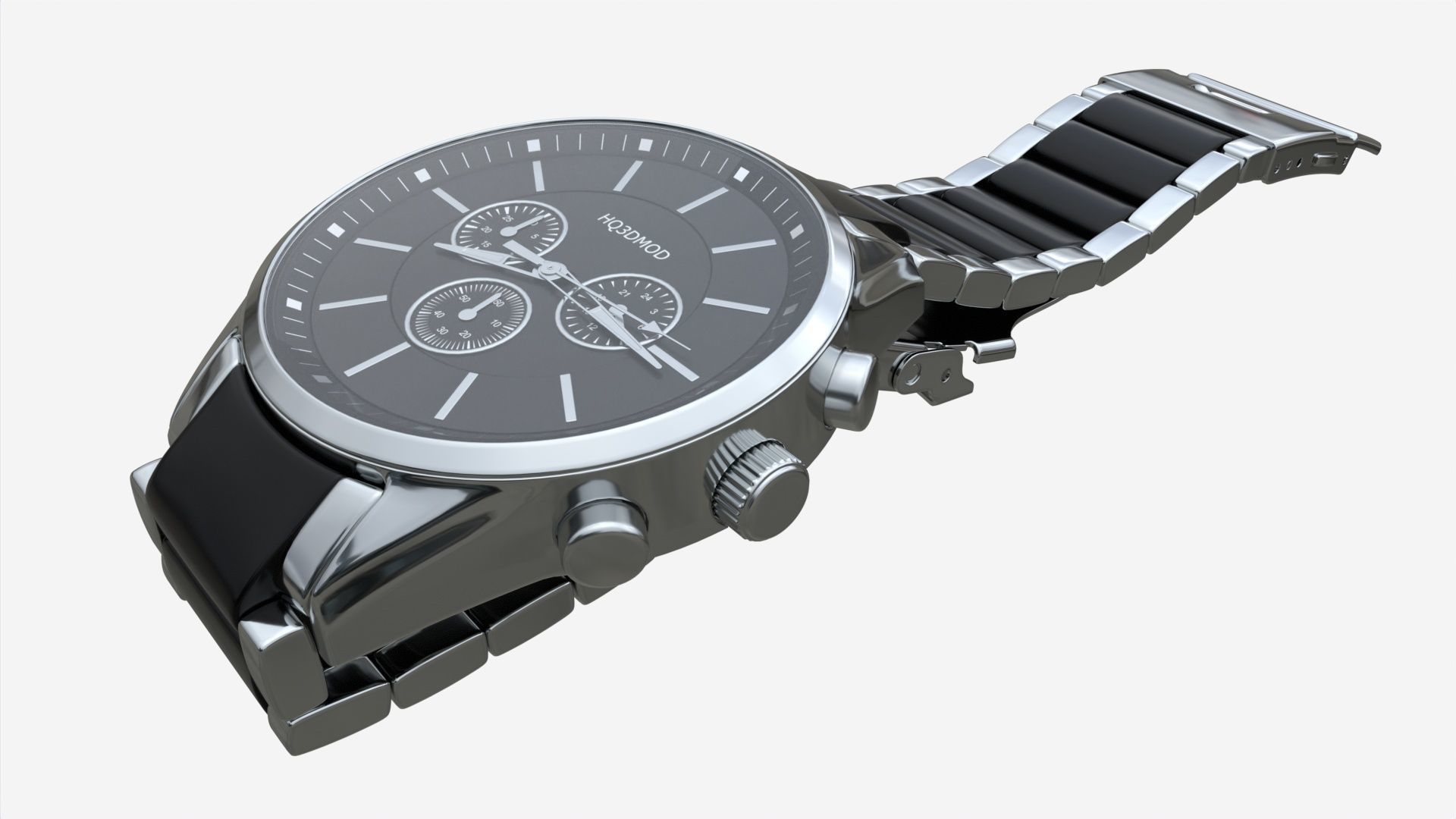 Wristwatch with Steel Bracelet 02 3D model_3