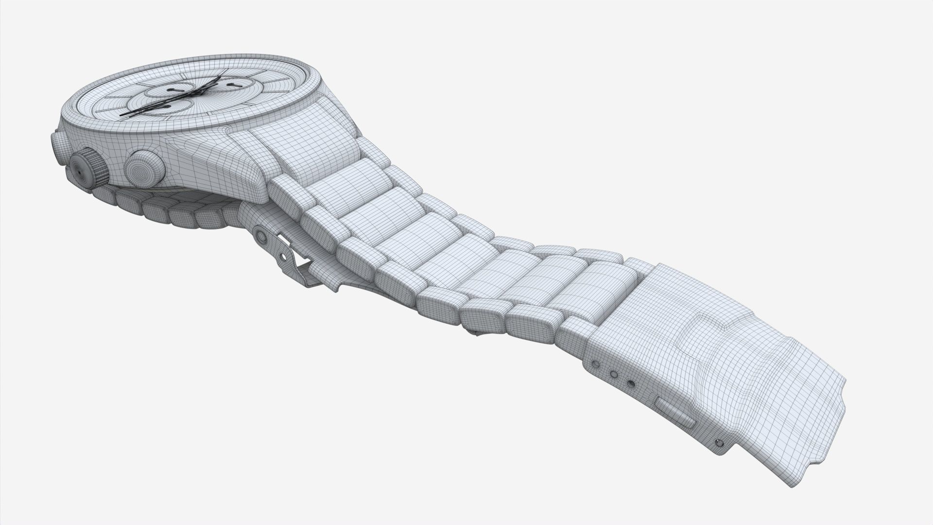 Wristwatch with Steel Bracelet 02 3D model_10