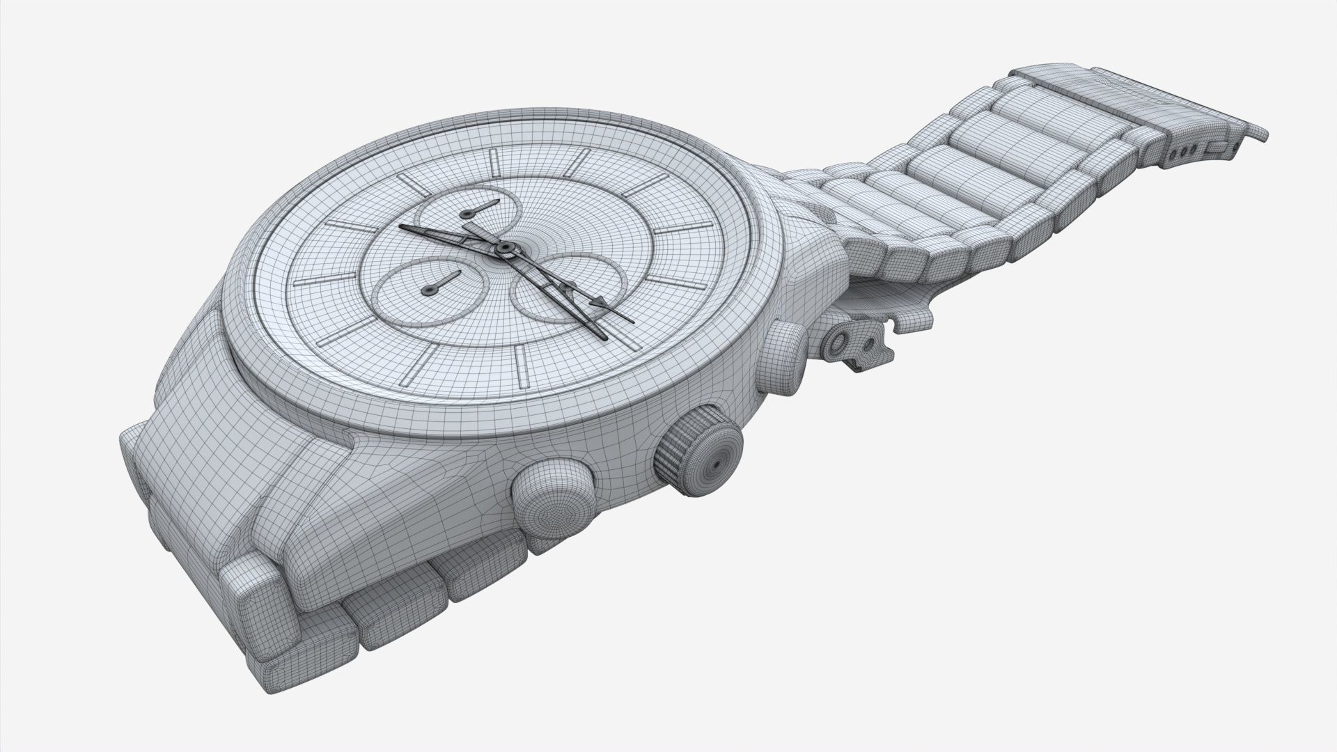 Wristwatch with Steel Bracelet 02 3D model_11