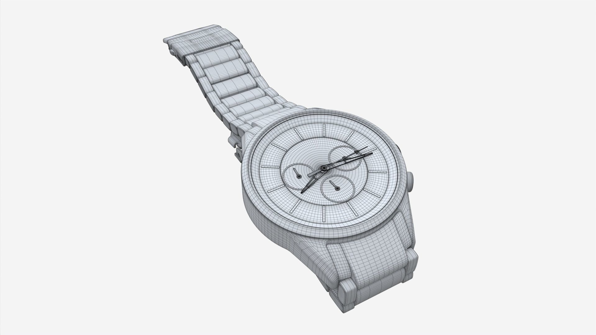 Wristwatch with Steel Bracelet 02 3D model_8