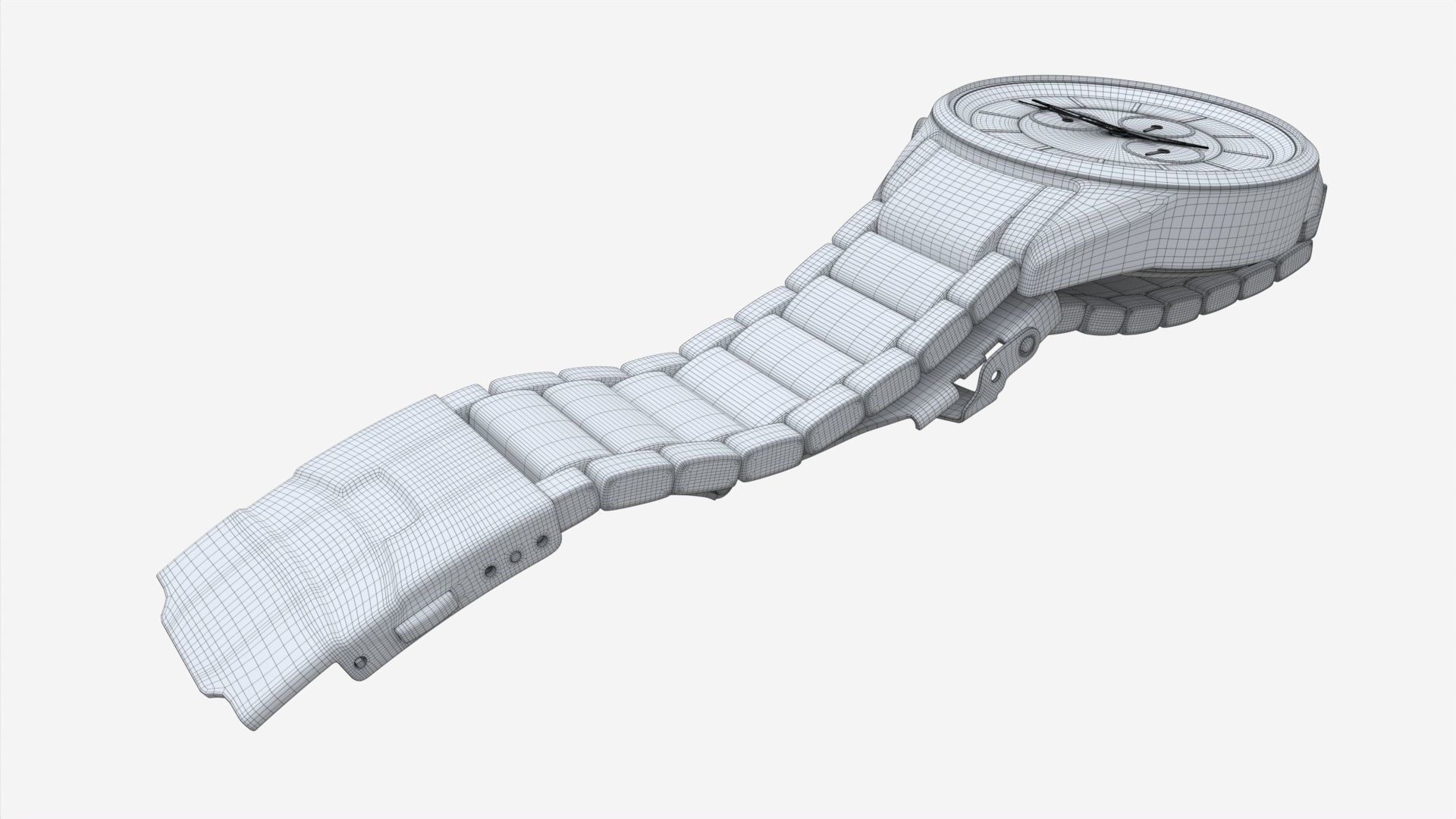 Wristwatch with Steel Bracelet 02 3D model_9