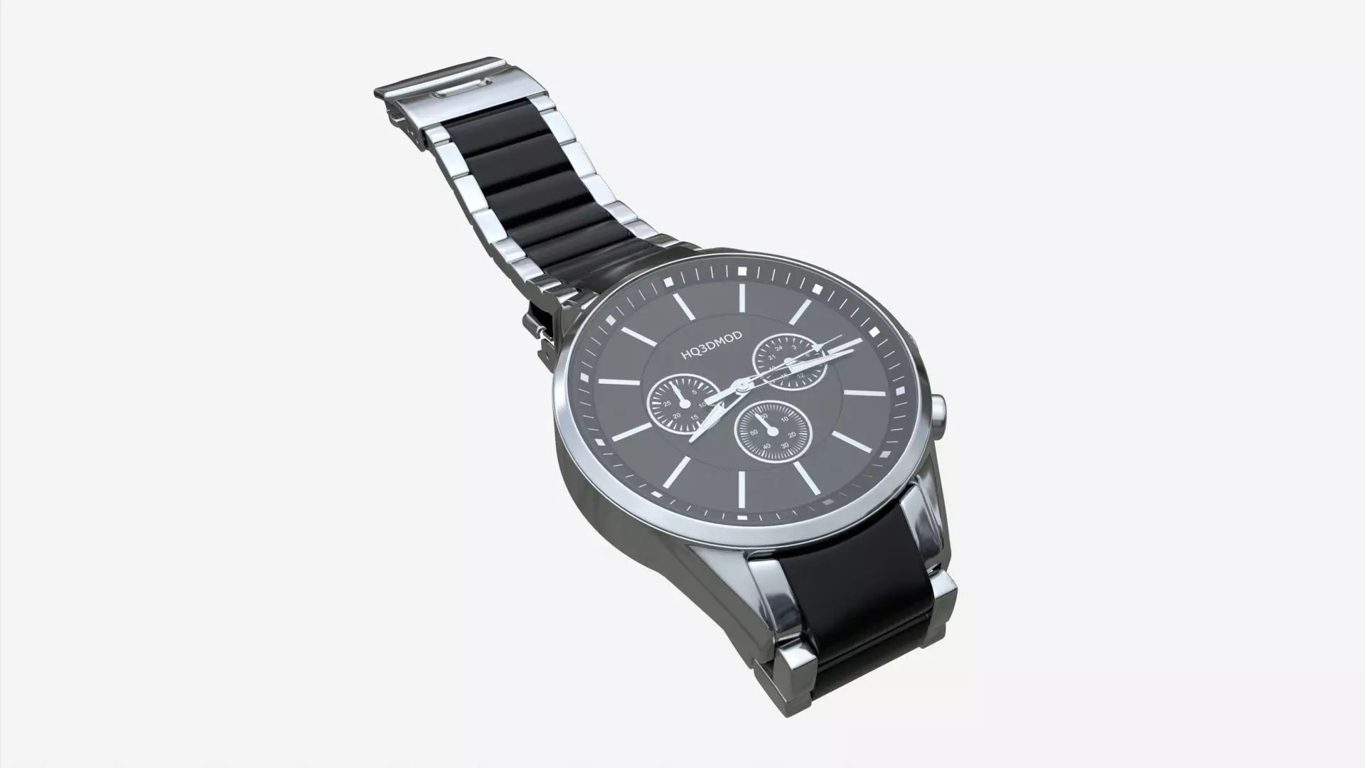 Wristwatch with Steel Bracelet 02 3D model_0