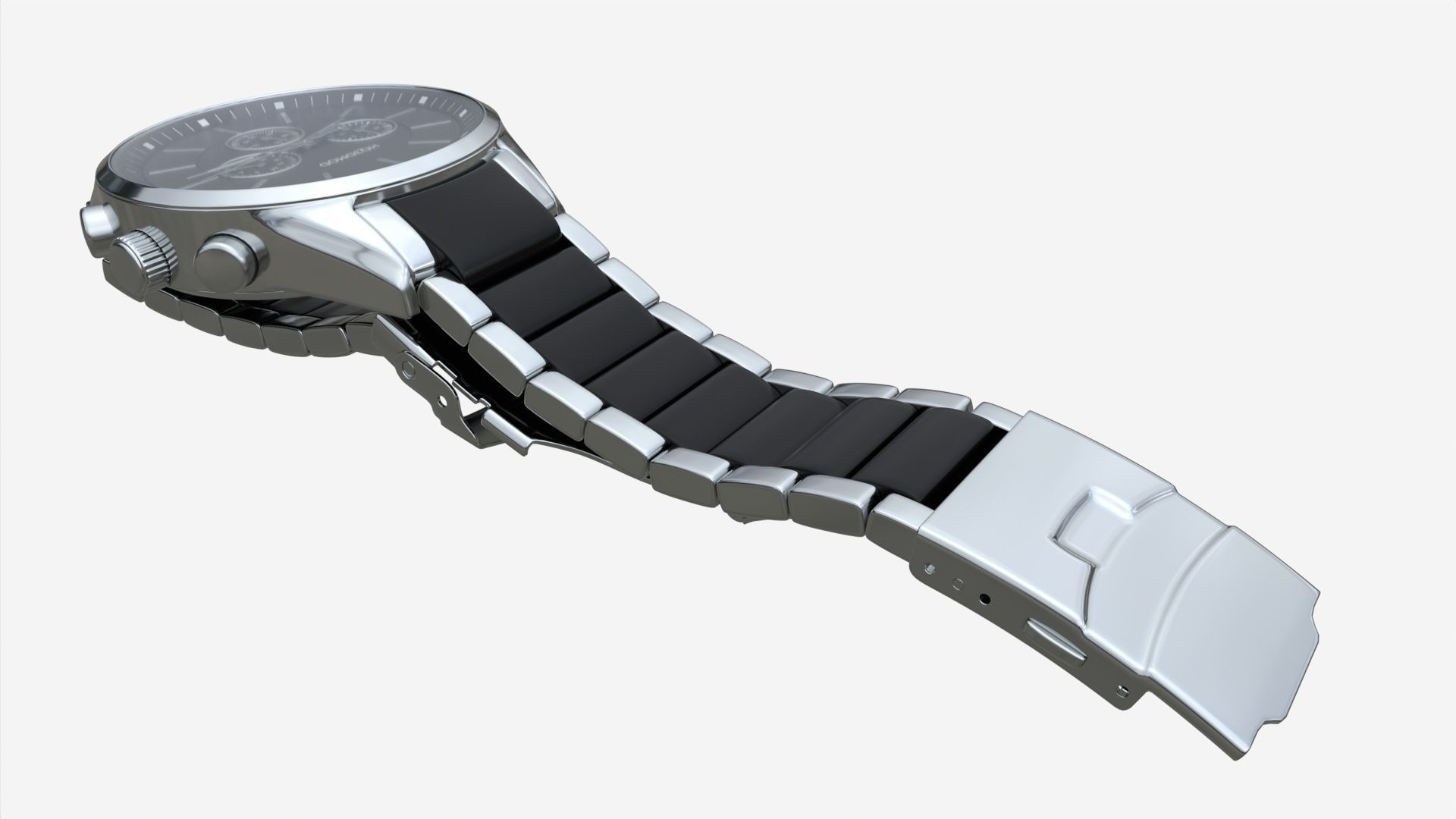 Wristwatch with Steel Bracelet 02 3D model_2