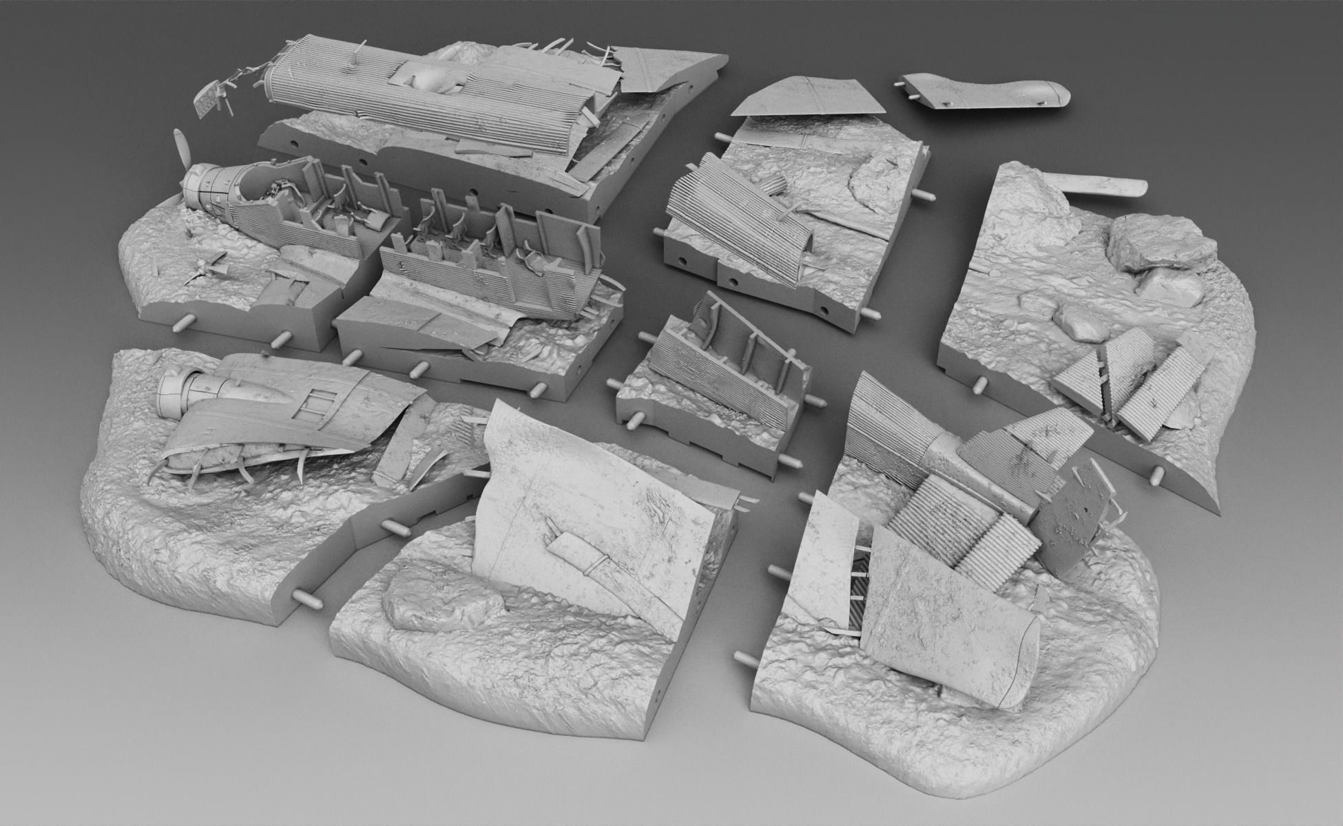 German plane Junkers Ju-52 Broken 3D print model_3