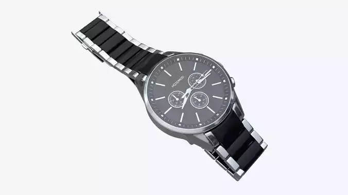 Wristwatch with Steel Bracelet 03 3D model