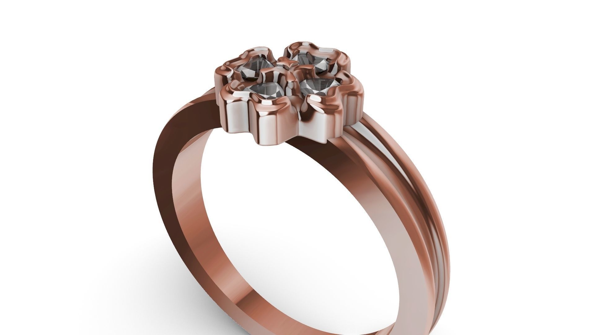 four hearts flower ring stl verified 3D print model_10