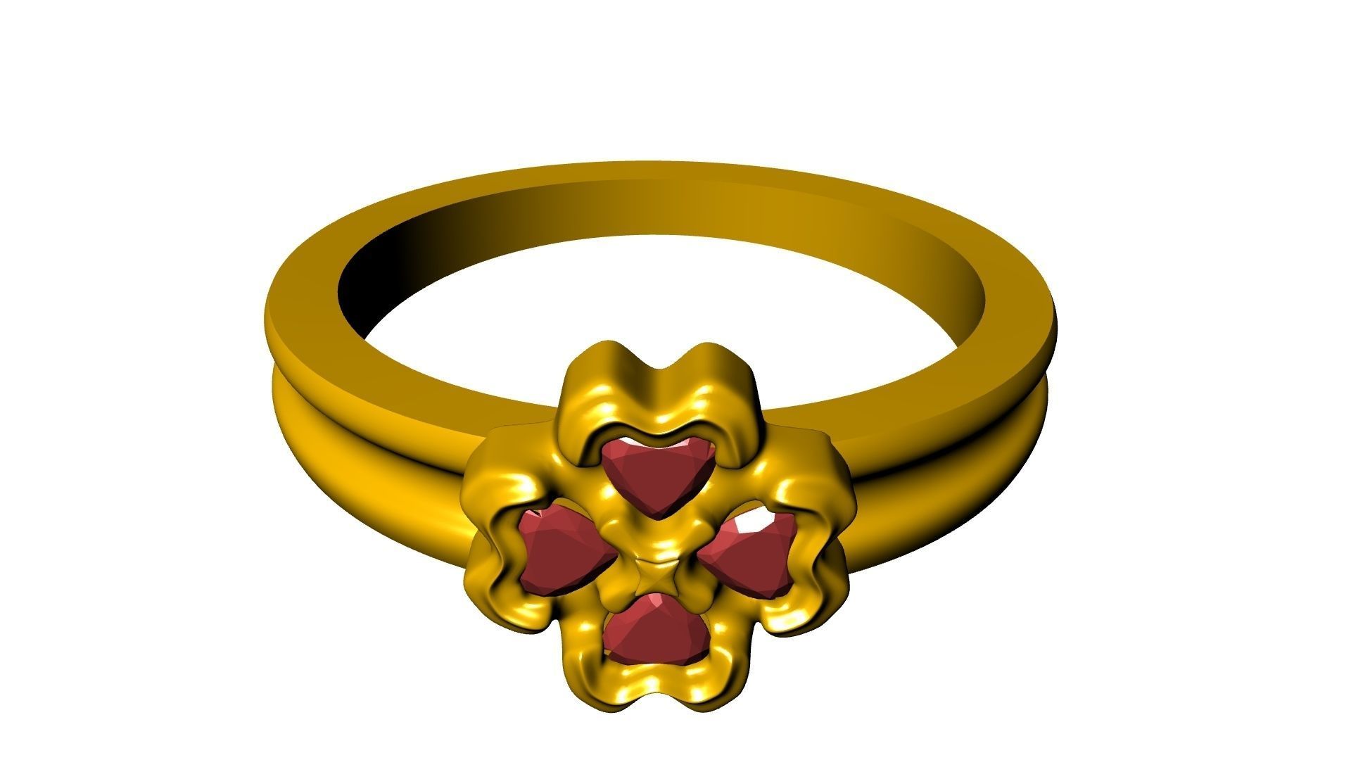 four hearts flower ring stl verified 3D print model_18
