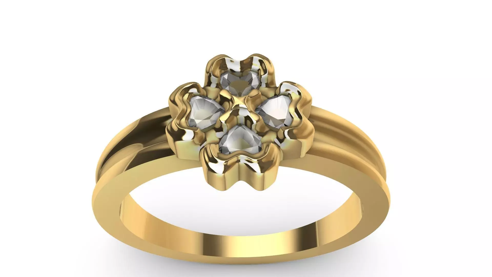 four hearts flower ring stl verified 3D print model_0