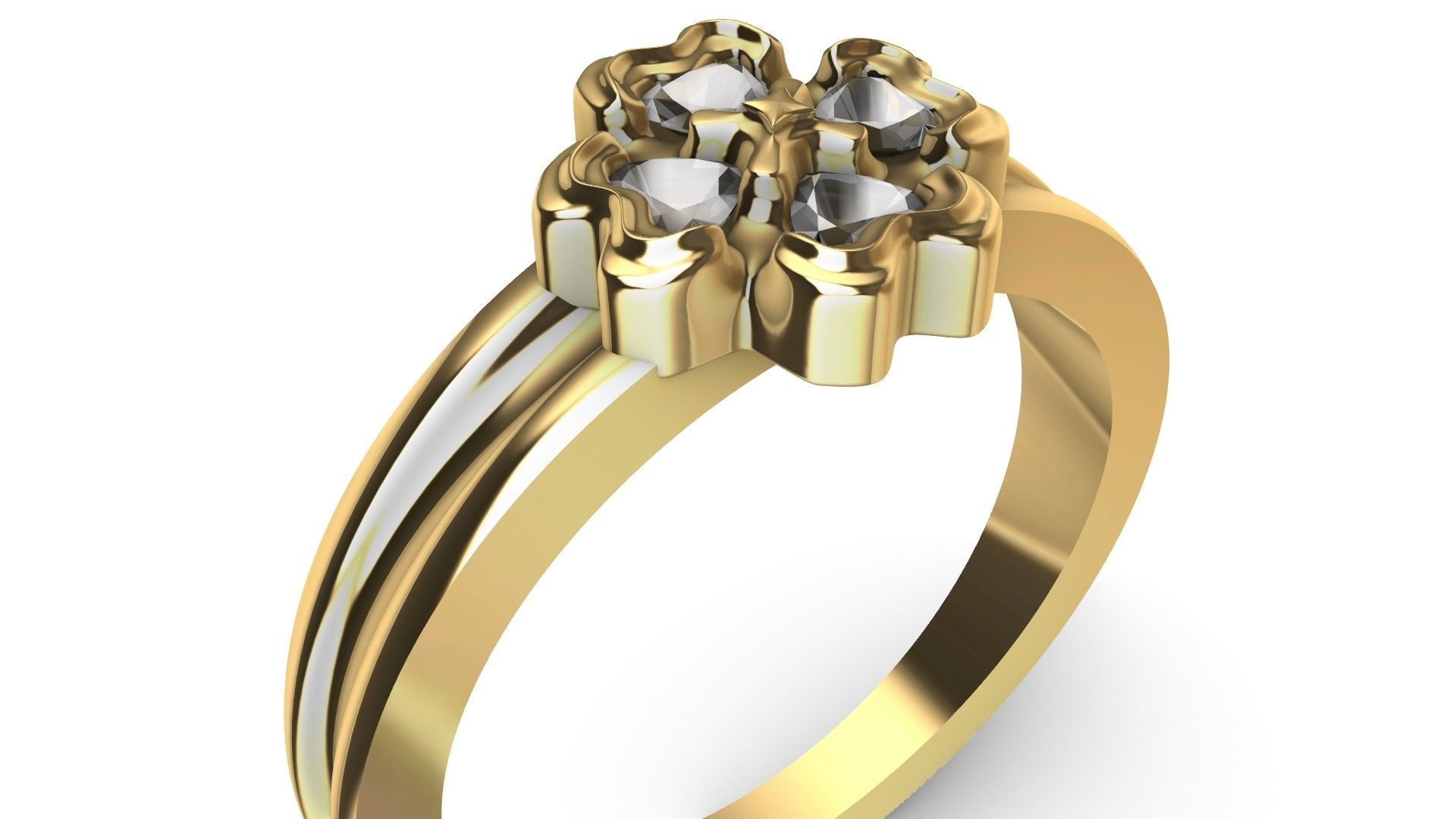 four hearts flower ring stl verified 3D print model_7