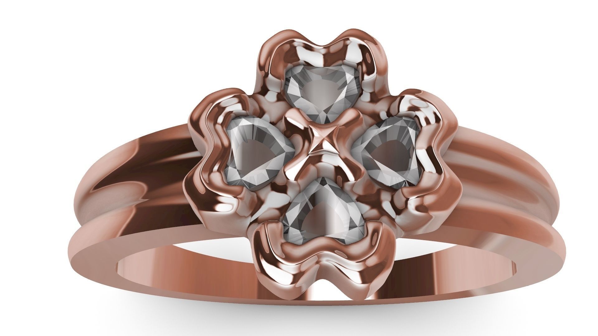 four hearts flower ring stl verified 3D print model_9