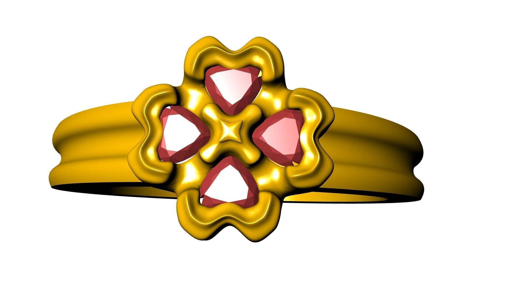 four hearts flower ring stl verified 3D print model_14