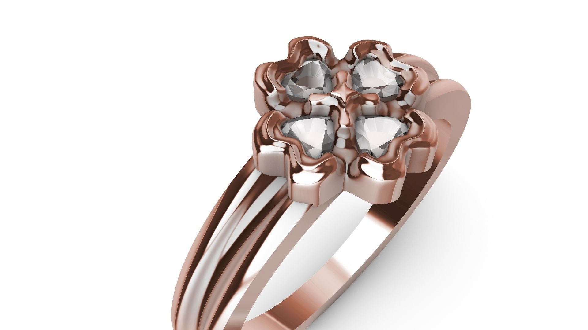 four hearts flower ring stl verified 3D print model_11