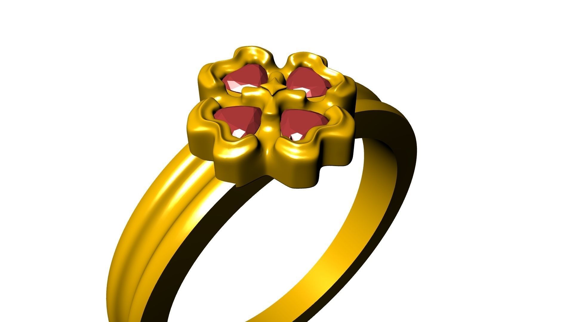 four hearts flower ring stl verified 3D print model_16