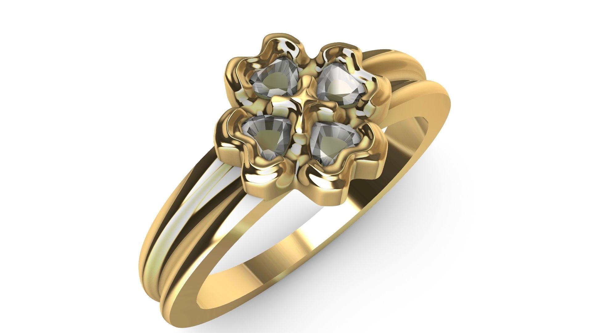 four hearts flower ring stl verified 3D print model_2