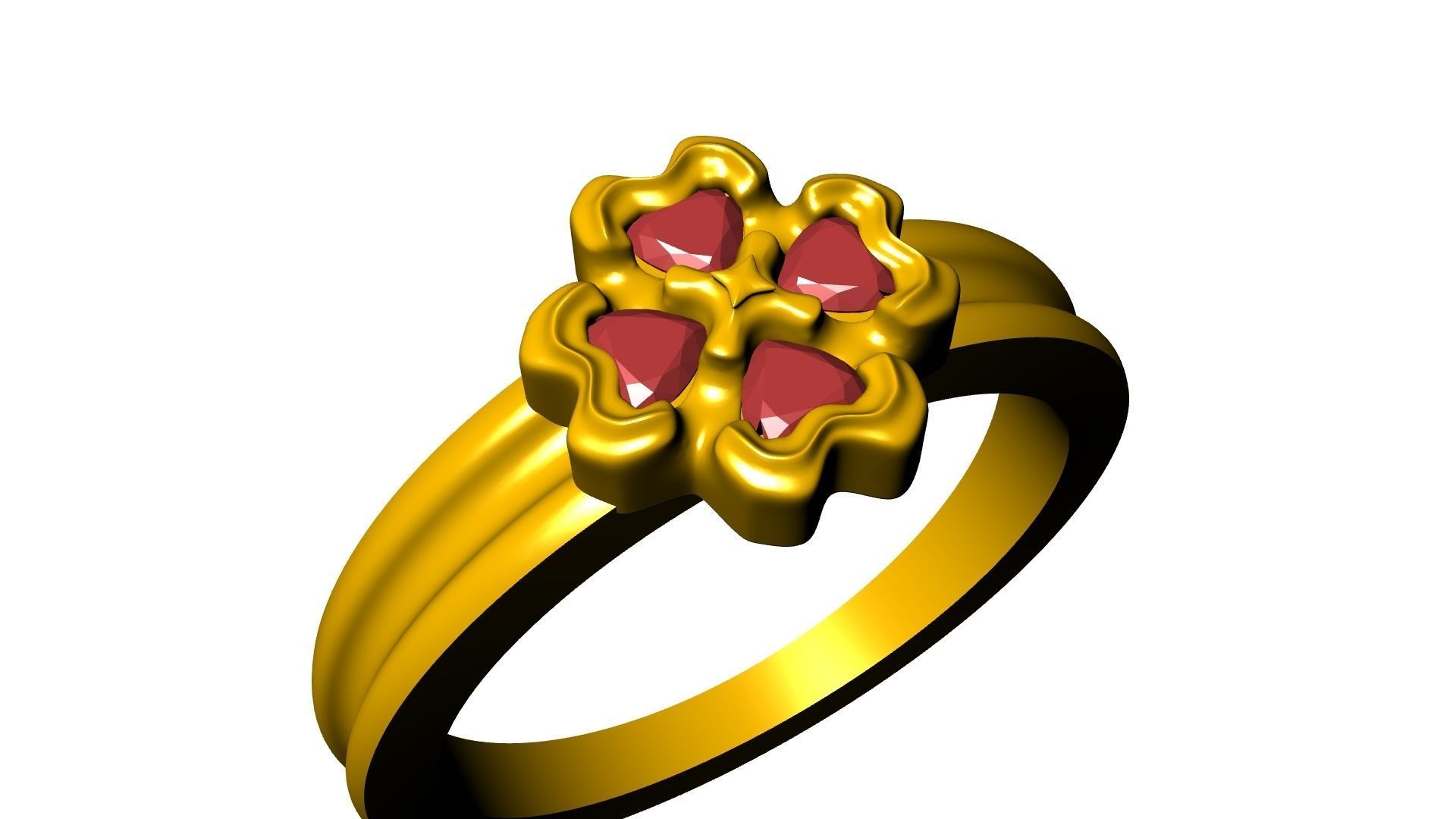 four hearts flower ring stl verified 3D print model_20