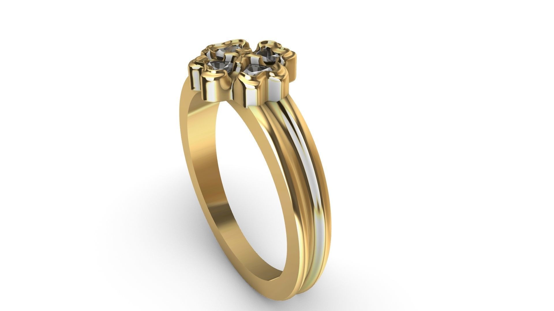 four hearts flower ring stl verified 3D print model_6