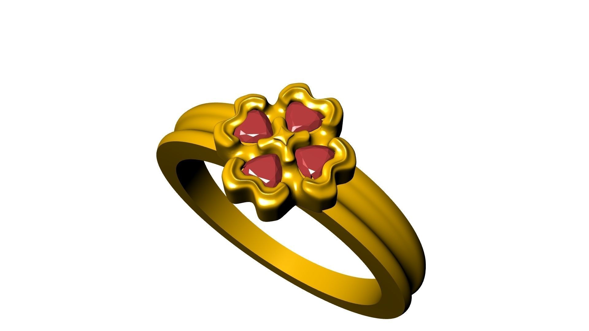 four hearts flower ring stl verified 3D print model_13