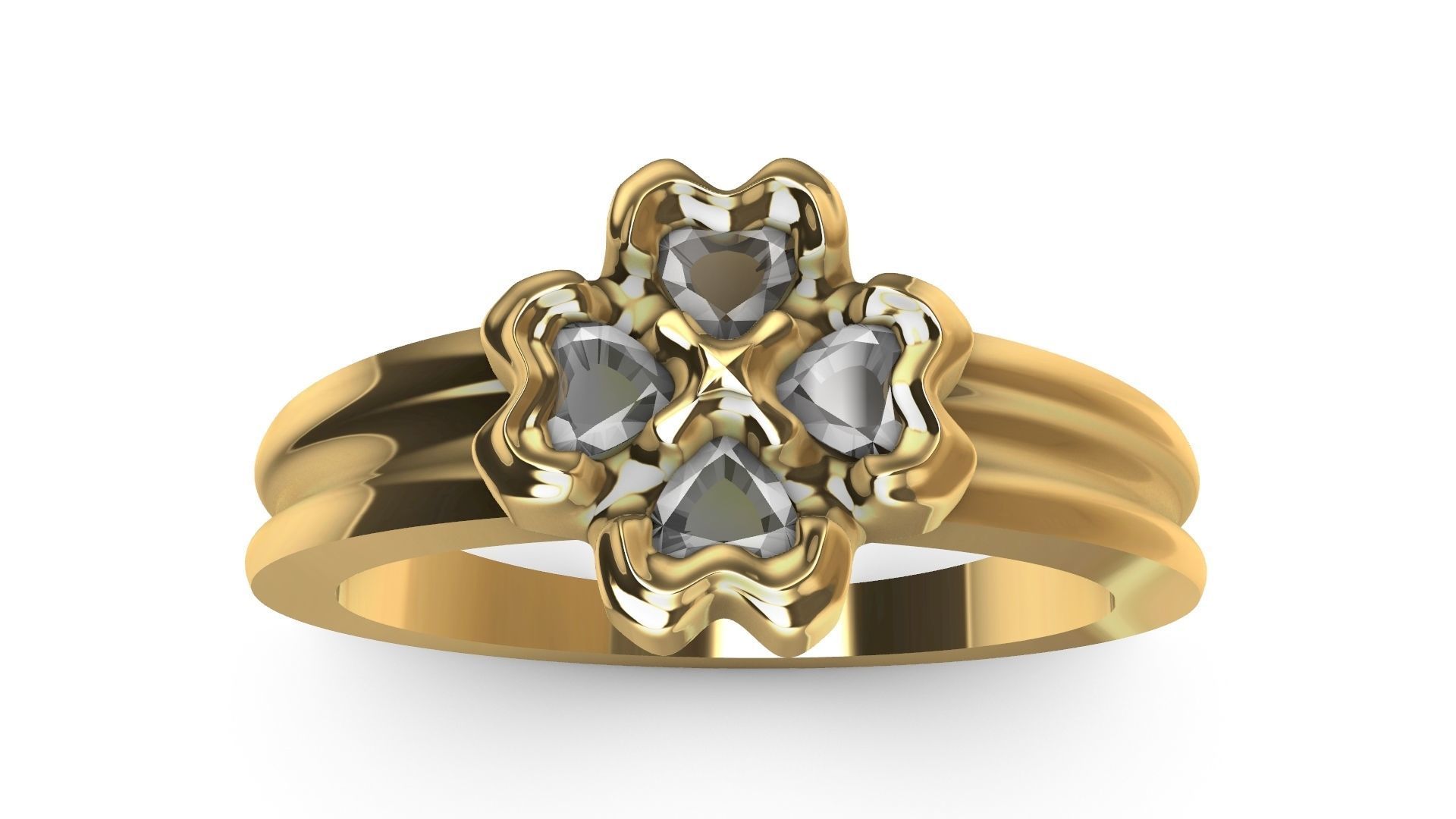 four hearts flower ring stl verified 3D print model_8