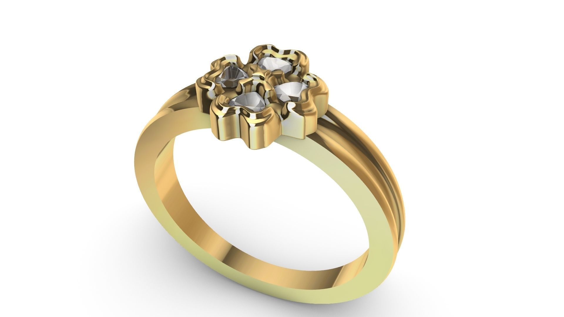 four hearts flower ring stl verified 3D print model_1