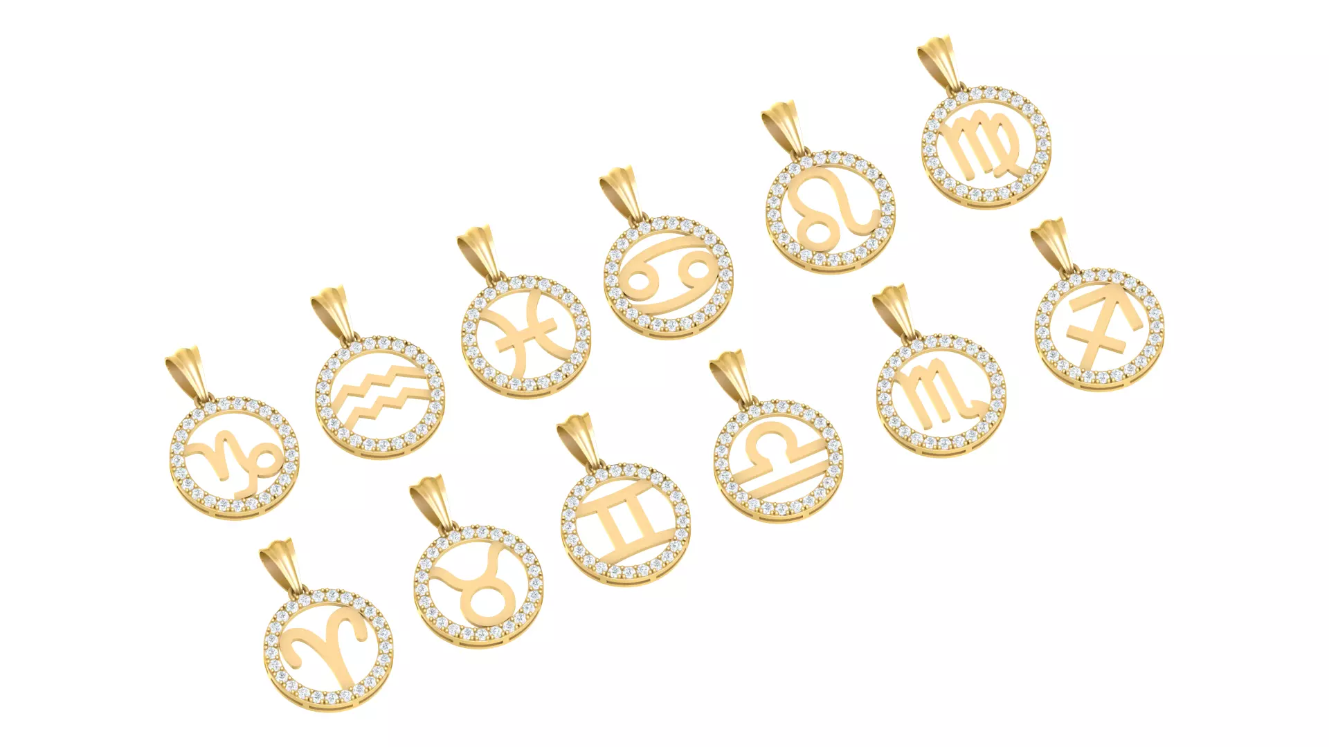 Zodiacal Sign Pendents  3D print model_1