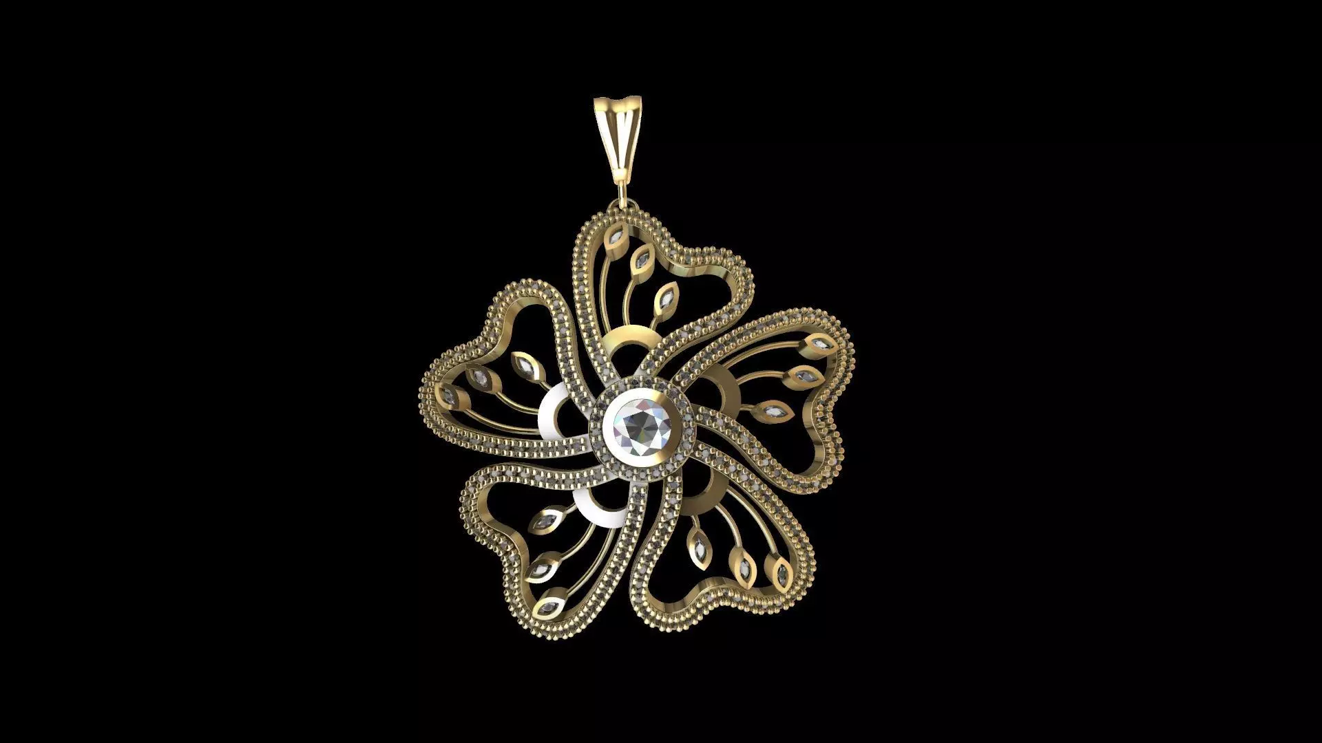 flower diamond pendant stl verified 3D print model
