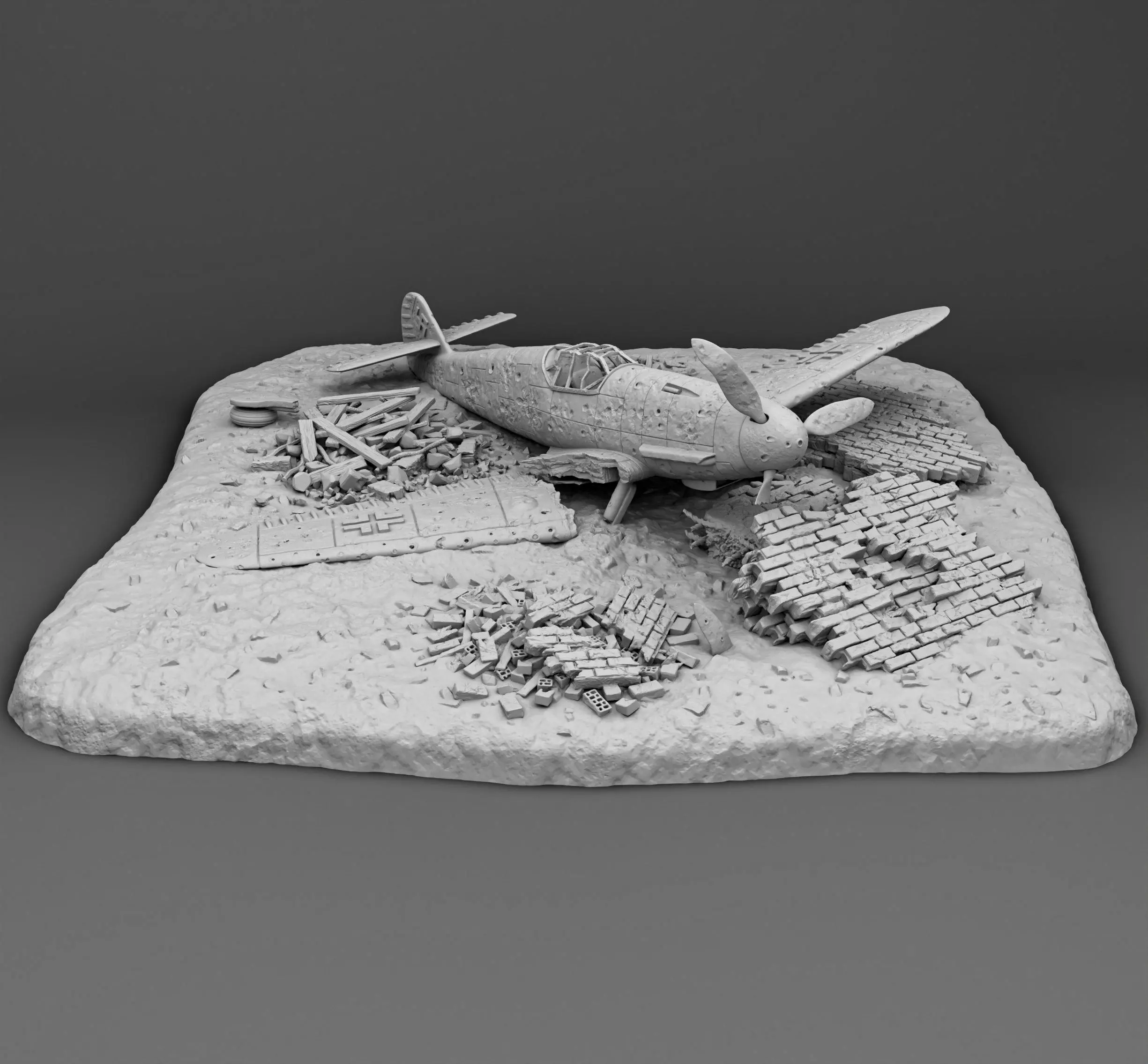 German plane Messerschmitt Bf-109 Broken 3D print model_0