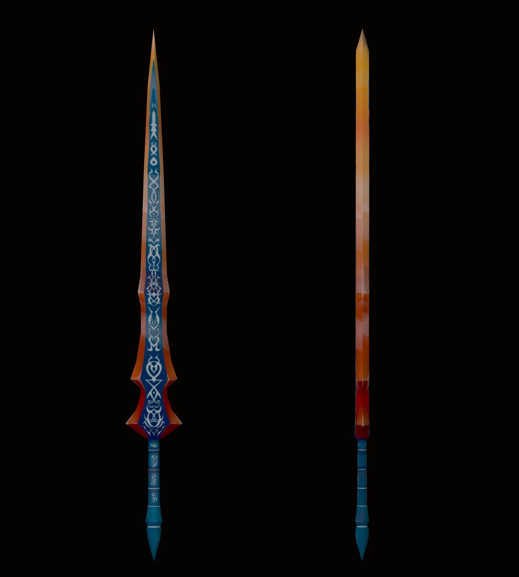 Handpainted Fantasy Sword Low-poly 3D model_3