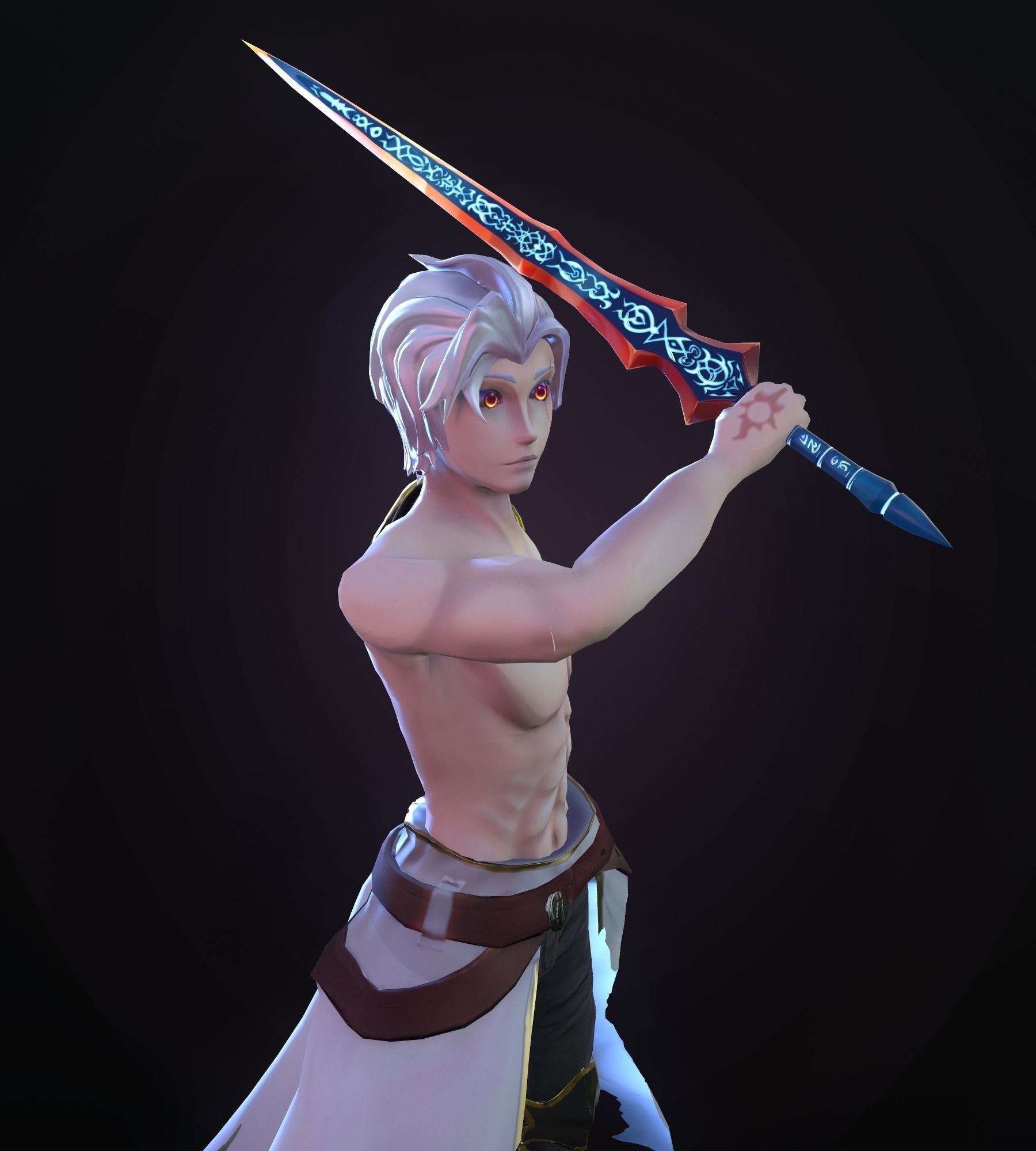 Handpainted Fantasy Sword Low-poly 3D model_7