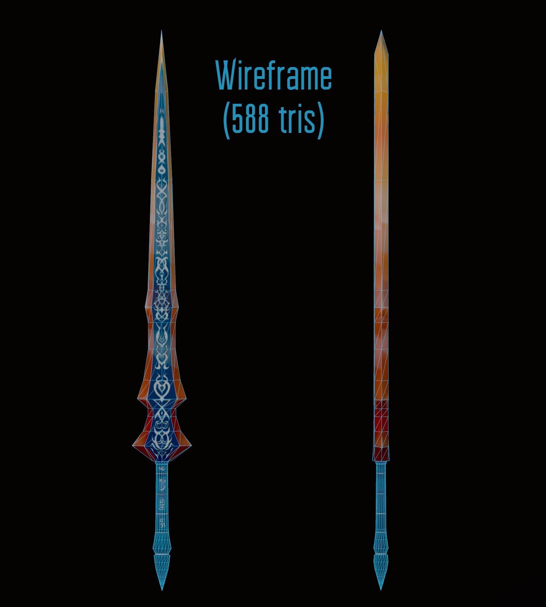 Handpainted Fantasy Sword Low-poly 3D model_5
