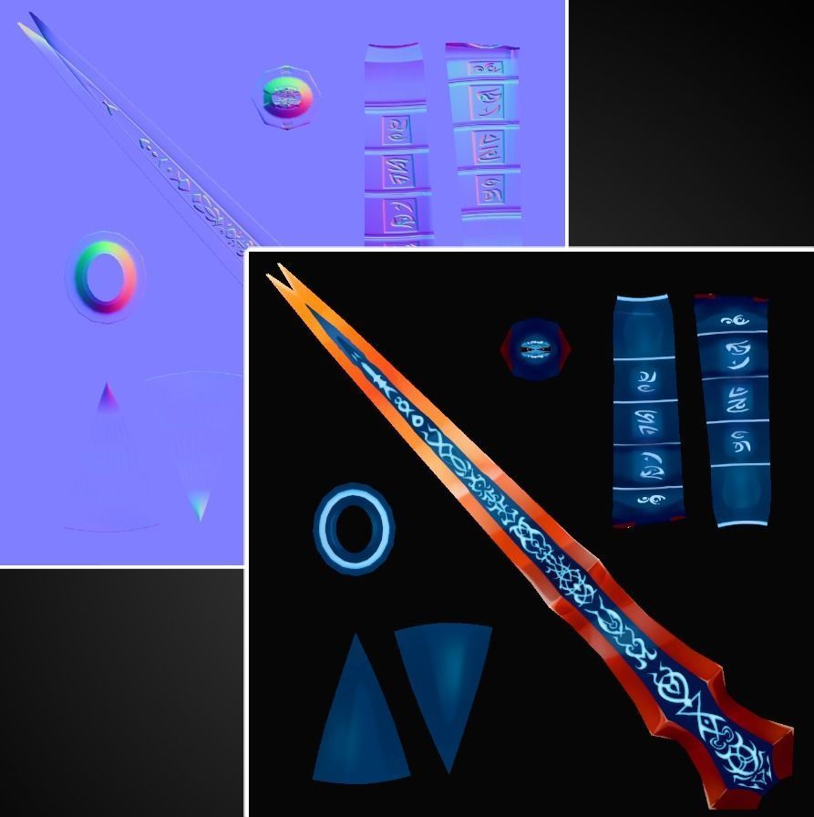 Handpainted Fantasy Sword Low-poly 3D model_4