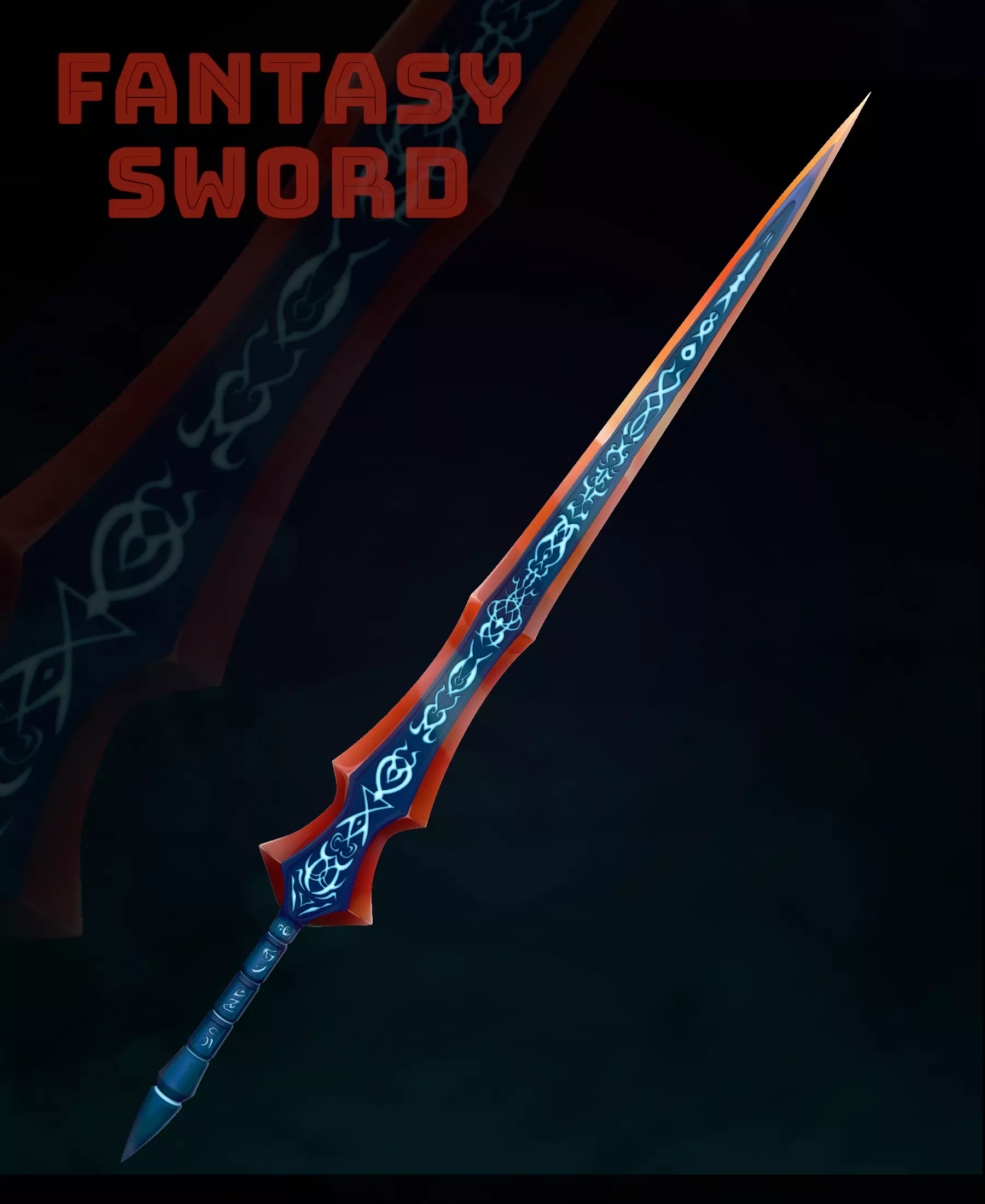 Handpainted Fantasy Sword Low-poly 3D model_0