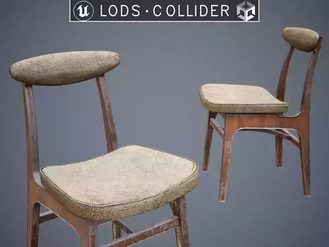 Soviet Chair Variant 1 Damaged Low-poly 3D model