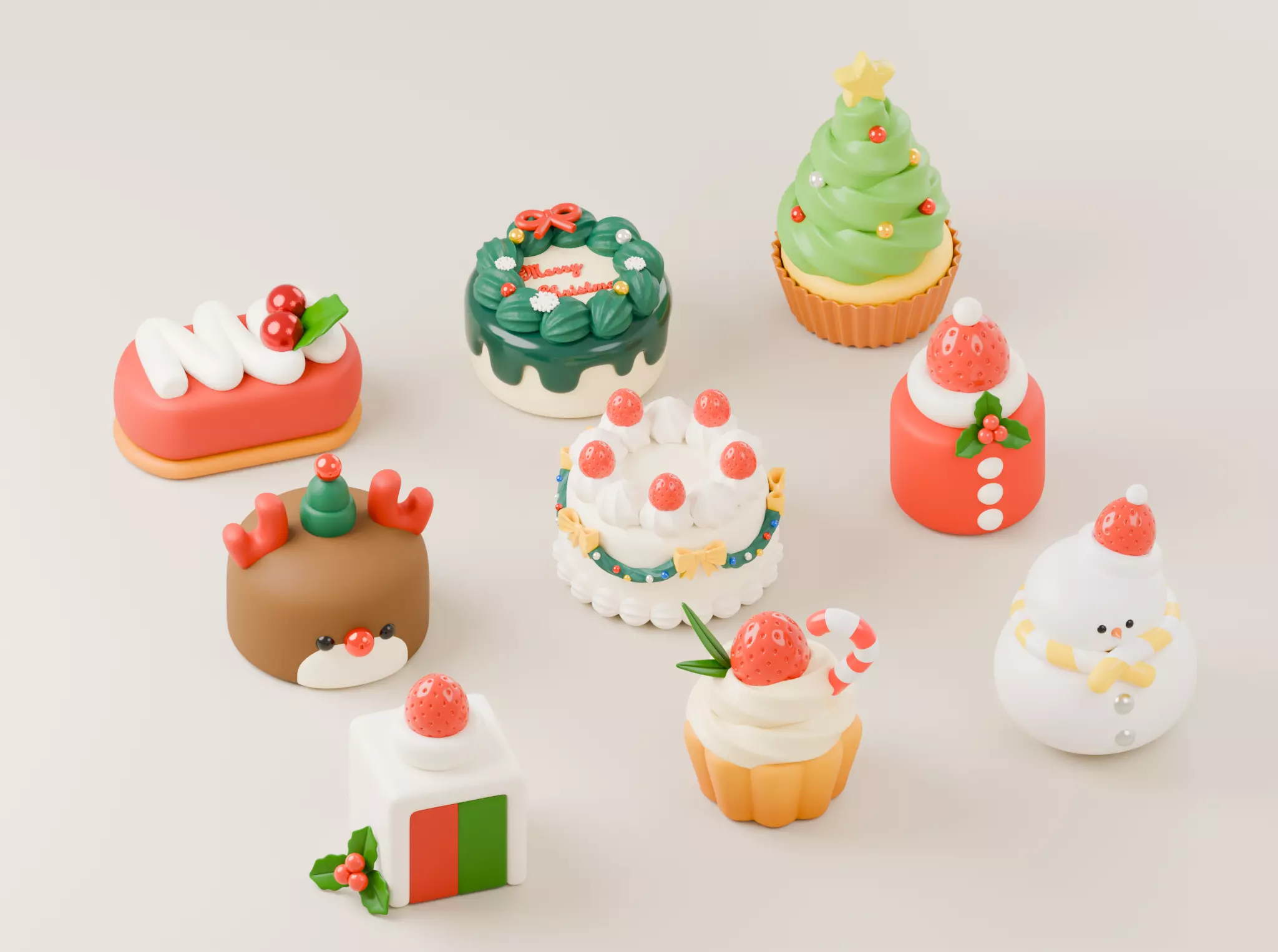 Christmas cake 3D model 3D model