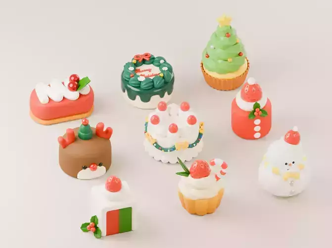 Christmas cake 3D model