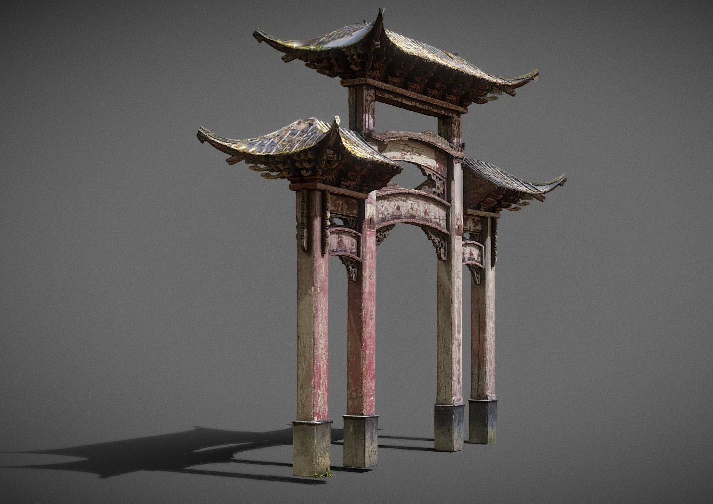 Chinese Wooden Door  1906 Low-poly 3D model_2