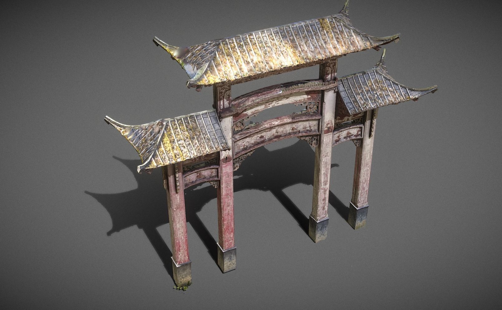Chinese Wooden Door  1906 Low-poly 3D model_1