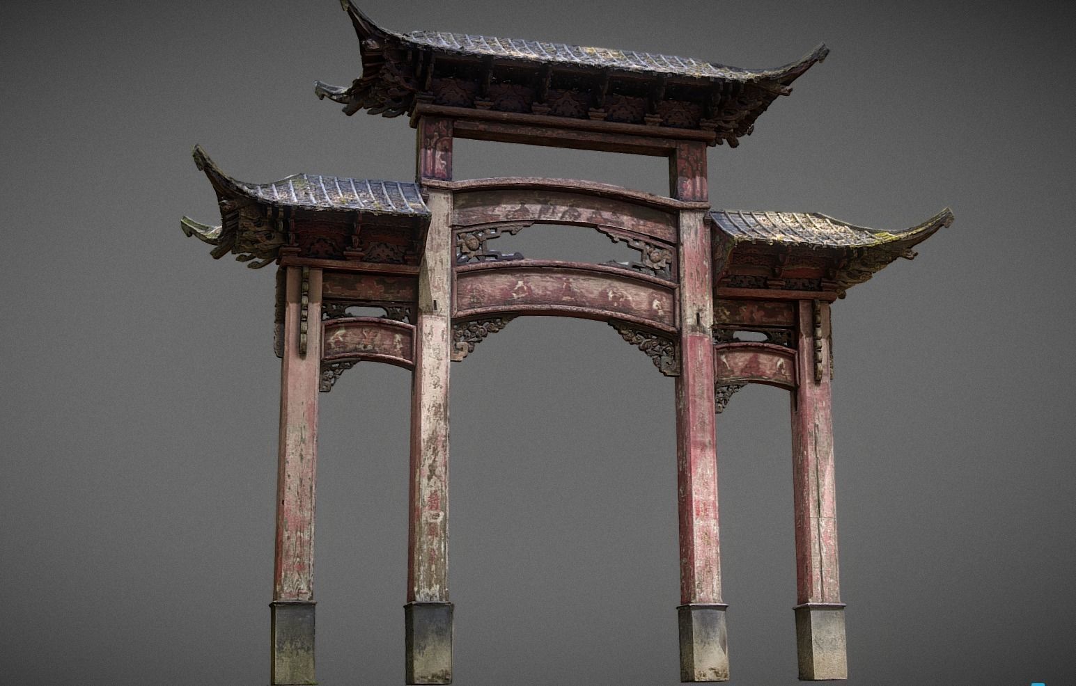 Chinese Wooden Door  1906 Low-poly 3D model_4