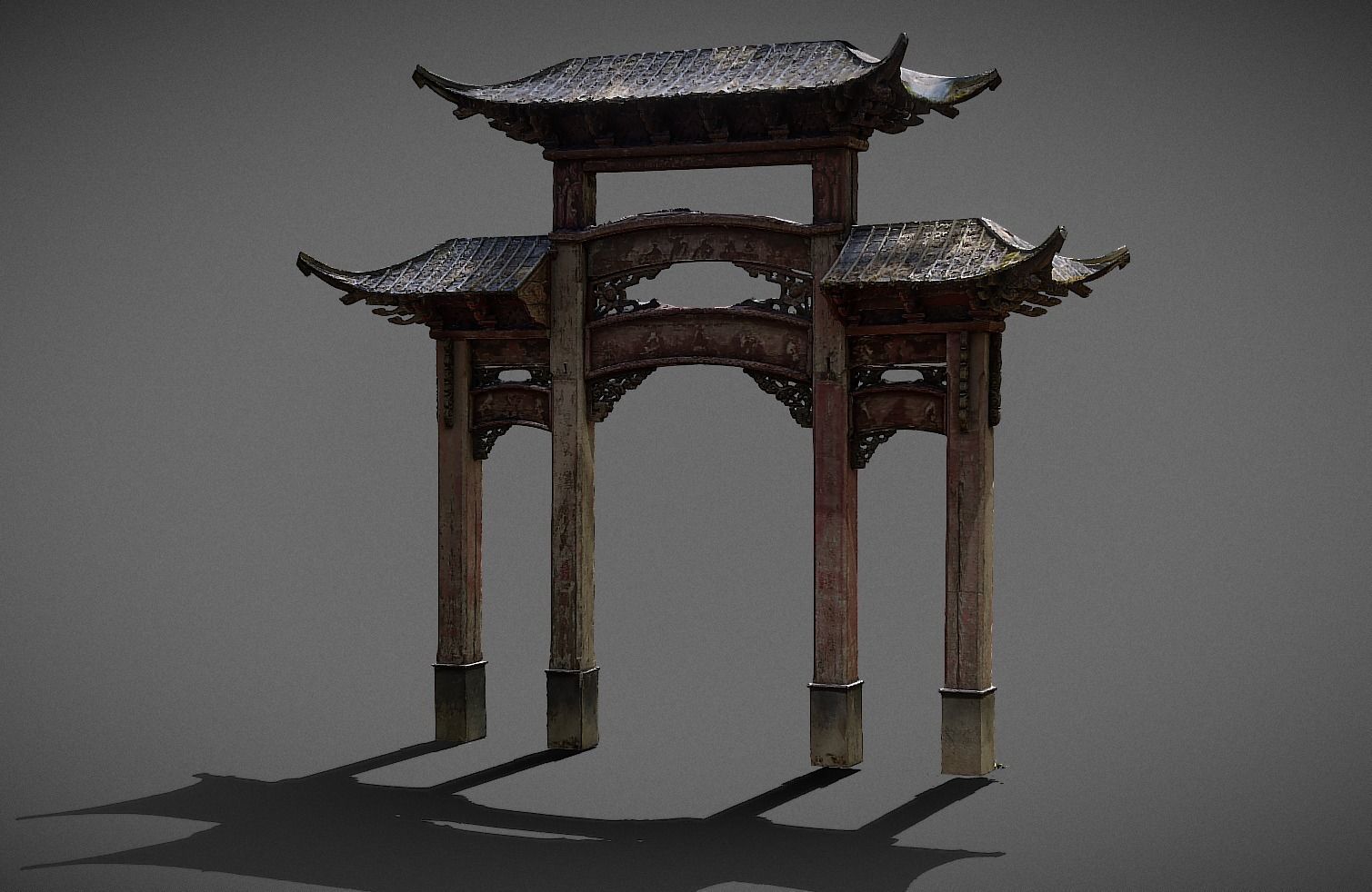 Chinese Wooden Door  1906 Low-poly 3D model_3