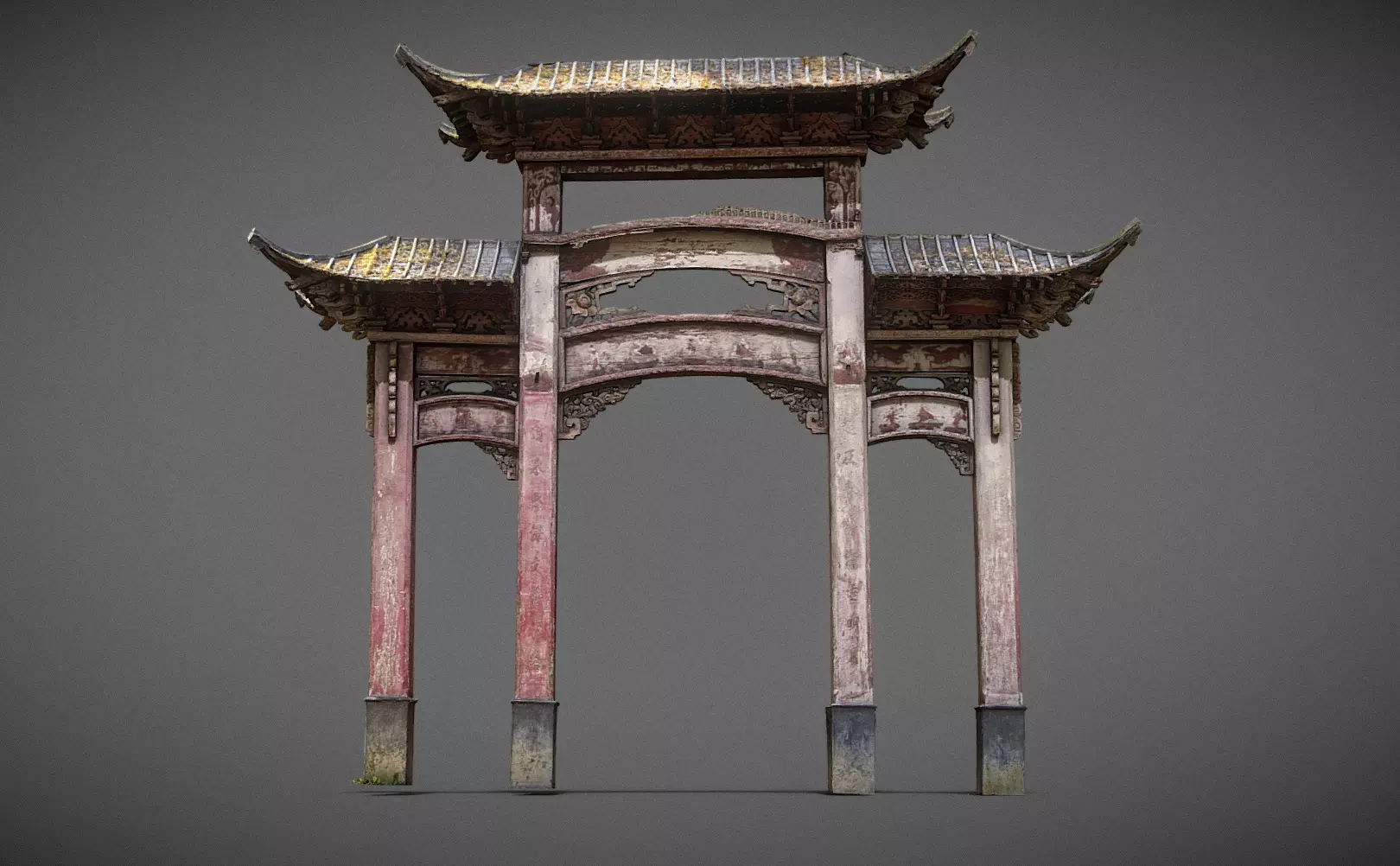 Chinese Wooden Door  1906 Low-poly 3D model_0