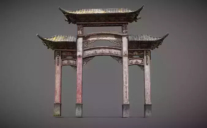 Chinese Wooden Door  1906 Low-poly 3D model