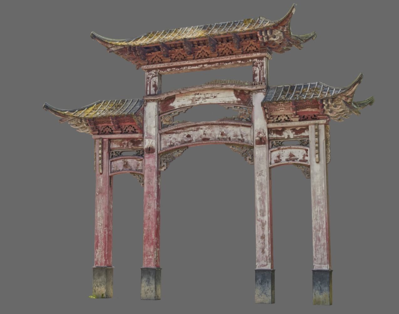 Chinese Wooden Door  1906 Low-poly 3D model_6