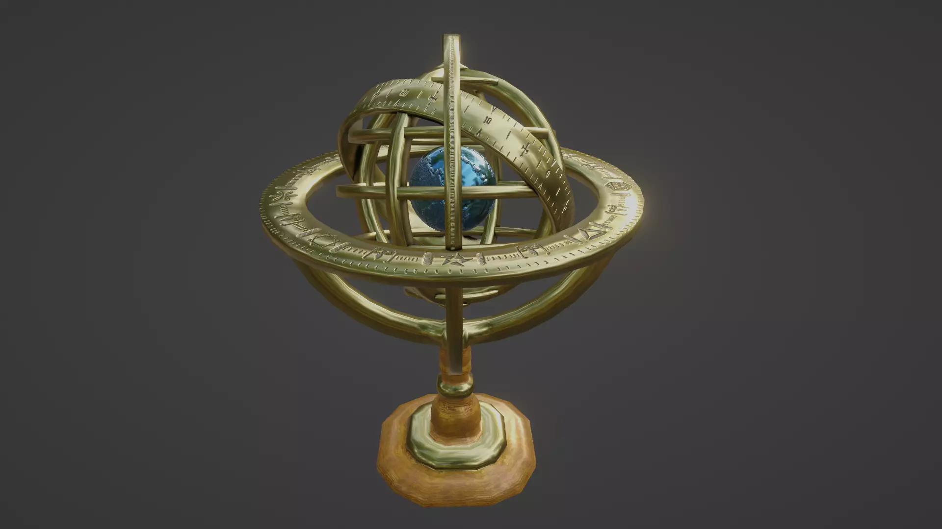 Armillary Sphere Low-poly 3D model_0