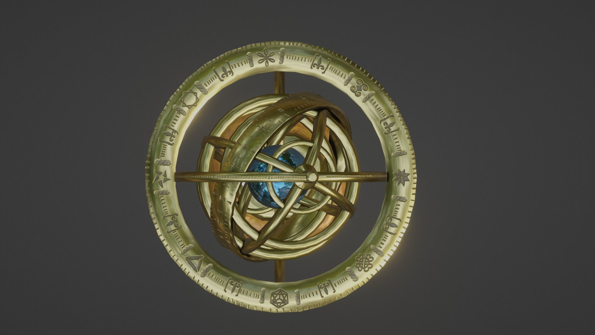 Armillary Sphere Low-poly 3D model_6
