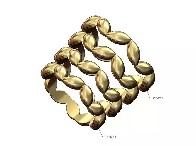 Stacker grain bead pattern band US sizes 5to8 3D print model