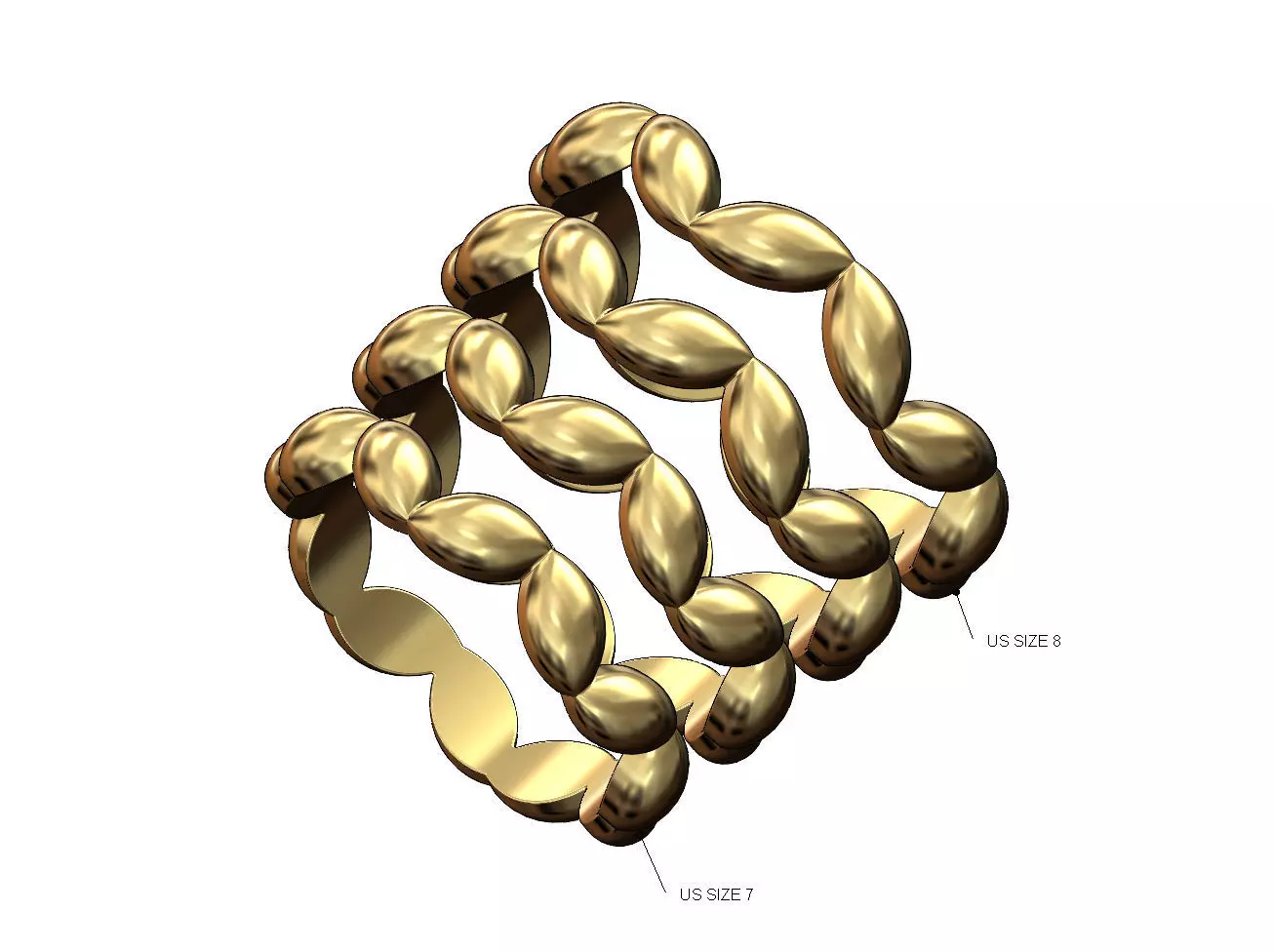 Stacker grain bead pattern band US sizes 5to8 3D print model_0
