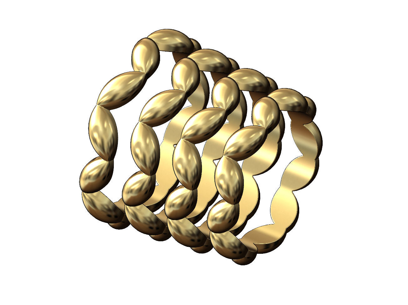 Stacker grain bead pattern band US sizes 5to8 3D print model_3