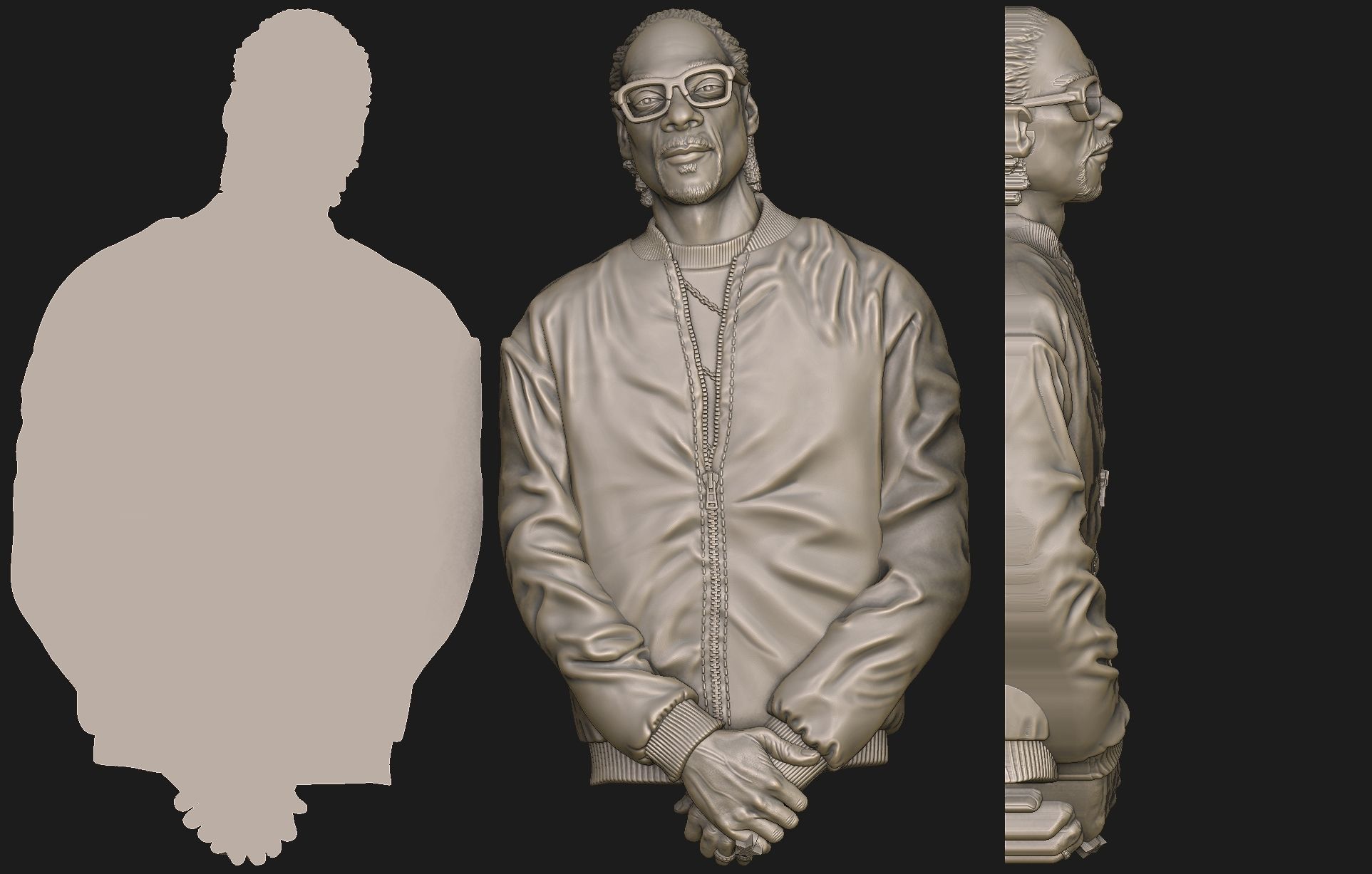 SNOOP DOG Bas-Relief 3D Model - For Printing 3D print model 3D print model_2