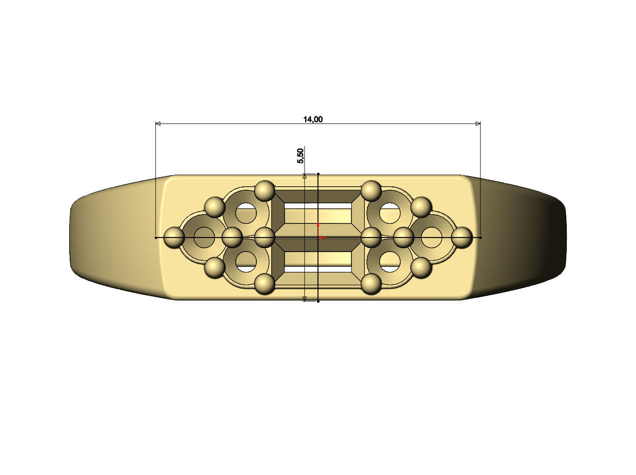 Baguettes and diamonds cluster signet ring US sizes 6 7 8 3D print model_8